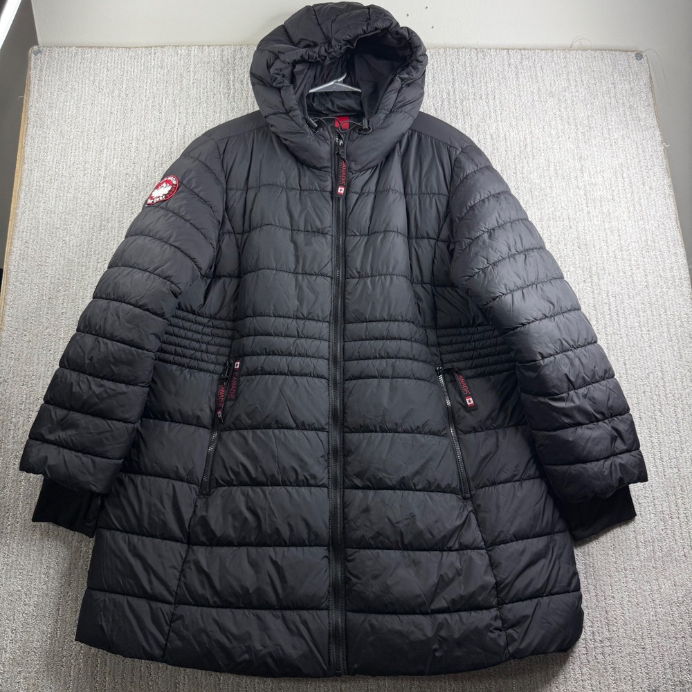 Canada Weather Gear Womens Parka Puffer Jacket Black Hooded Size 2X RN74299